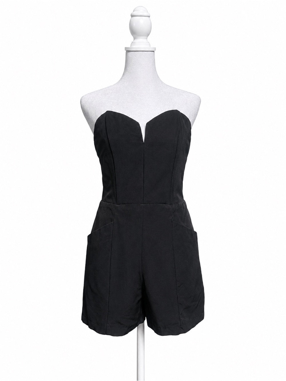 Mango Black Strapless Corset Romper Zip Front Size 8